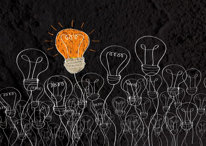 idea Light bulb icon on wall texture background design